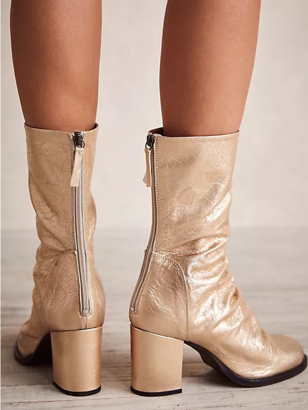 Free People Date Night Ellie Booties- gold metallic - super cute slouchy size 40